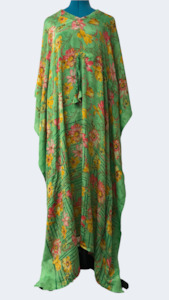 Long Length Kaftan - Neon Green Rose