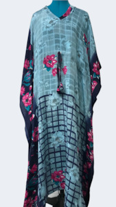 Long Length Kaftan - Sky Blue Rose