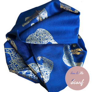 Scarf In Elephant Design Print in Blue