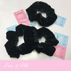 Clothing: Velvet Scrunchies in Black - a set of 3