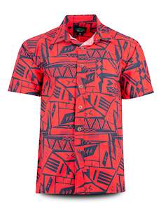 Eveni Pacific Men's Classic Shirt - Hibiscus Fire