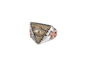 925 Sterling Silver Adjustable Vintage Eye of Providence Men's Ring