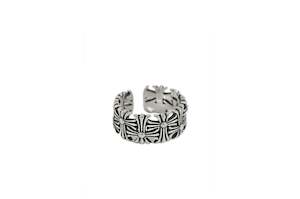 925 Sterling Silver Adjustable Cross Vintage Ring