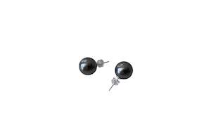 925 Sterling Silver Black Pearl Stud Earrings