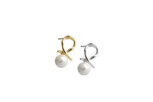 925 Sterling Silver Bow Pearl Earrings