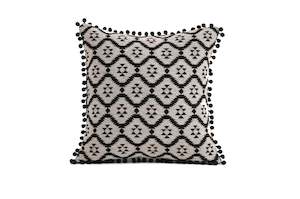 Moroccan Style Jacquard Cushion Cover - Black & White Brick