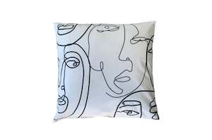 Abstract Face Print Cushion Cover