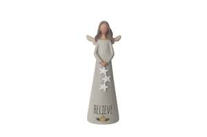 Hand Painted "Believe" Angel With Stars Figurine