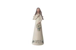 Hand Painted "Family" Angel With Basket Figurine