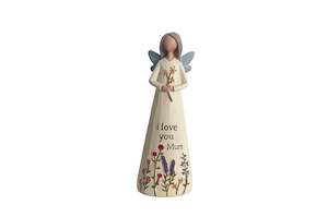 Hand Painted "I Love You Mum" Angel Figurine