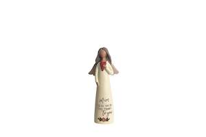 Hand Painted "Mum For All You Do Many Thanks To You" Angel With Heart Figurine