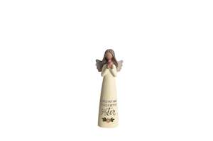 Hand Painted "I Could Not Have Picked A Better Sister" Angel With Bird Figurine