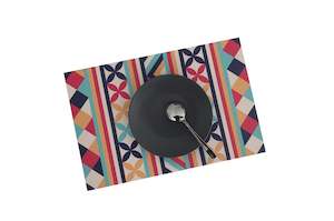 Boho PVC Woven Textured Print Placemat - Bold Retro Tiles