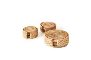 Handmade Natural Rattan Woven Round Coaster Set