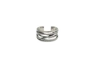 925 Sterling Silver Adjustable Multilayer Crossover Vintage Ring