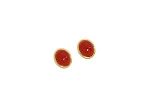 925 Sterling Silver Carnelian Gemstone Stud Earrings