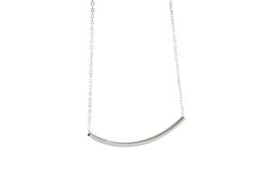 925 Sterling Silver Tube Bar Necklace