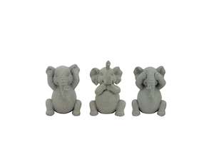 Hear/See/Speak No Evil Wise Elephants Figurine/Ornament - Set of 3