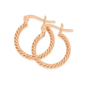 Jewellery: STG RG PLated 22X19MM ROPE HOOP EARRINGS