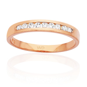 Jewellery: 9K YELLOW GOLD 9 ROUND BRILLIANT CUT DIAMOND RING/ BAND