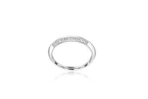 Jewellery: 9k White Gold Knife Edge Diamond Ring