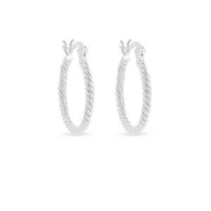 Stg 22x19mm Rope Hoop Earrings