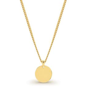 Jewellery: 9K YELLOW GOLD DISC PENDANT WITH GP DISPLAY CHAIN