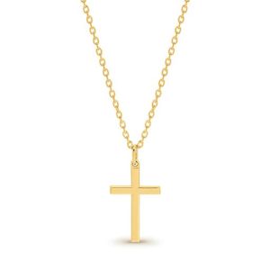 9k Yellow Gold Cross With Stg Gold Plated Chain 45cm