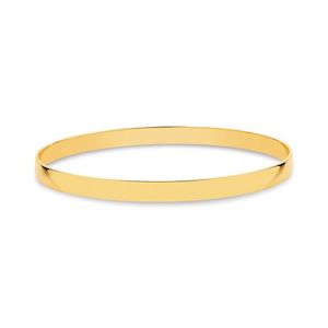 Jewellery: 9K YELLOW GOLD HALF ROUND GOLF 5MM BANGLE 65CM