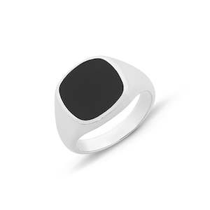 STG SILVER ONYX GENTS RING