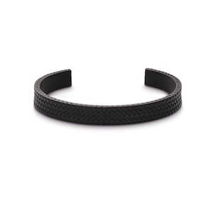 Jewellery: CUDWORTH BLACK STAINLESS STEEL TYRE PATTERN CUFF