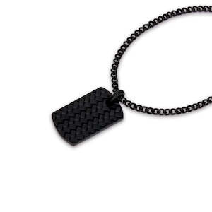 Cudworth Black Stainless Steel Tyre Pattern Dog Tag With 55cm Chain