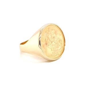 9K YEELLOW GOLD SHANK & 22K YELLOW GOLD FULL SOVOUREIGN (1903) RING