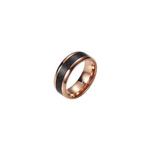 Cudworth Stainless Steel / IP Rose Gold/ Carbon Fibre Ring