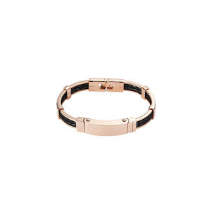 Cudworth IP Rose Gold/ Steel Leather Bracelet