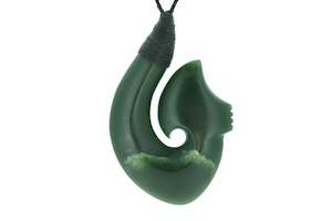 NZ Greenstone Large Hook on Leather (Carver-J. Anderson)