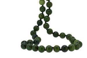 Jewellery: NZ Greenstone 8mm beads necklace with ss clasp