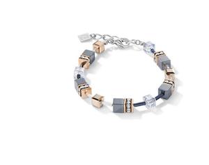 COEUR DE LION BRACELET HEAMATITE GEO-CUBE, ST/ST &ROSE GOLD PLATED W/ RHINESTONE…