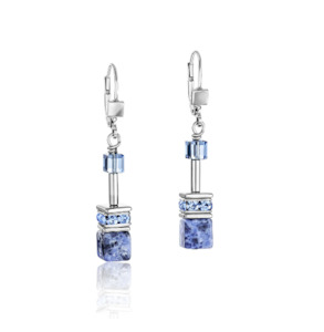 Coeur De Lion CL NATURAL SELECTION-EARRINGS GEO-CUBE ST/STL W SODALITE/ RHINESTO…