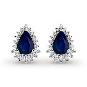 9k White Gold Sapphire & Diamond Earrings