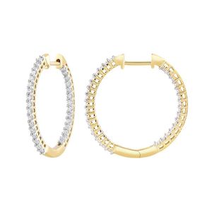 9K YELLOW GOLD DIAMOND EARRINGS (HOOP)