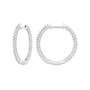 9k White Gold Diamond Earrings (hoop)