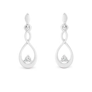 9K White Gold  Drop Diamond Earrings tdw 0.06ct GH SI2-I1