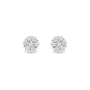 9k White Gold Cluster Diamond Earrings