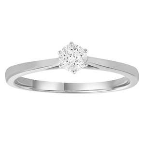 9k White Gold Solitaire Diamond Ring