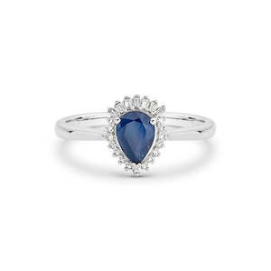 9K White Gold SAPPHIRE & diamod RING