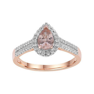 9K ROSE GOLD DIAMOND AND MORGANITE RING