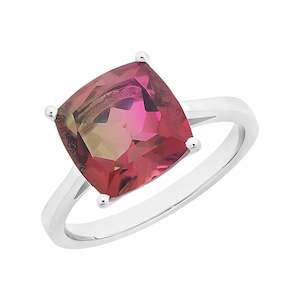 STG SILVER CREATED TOURMALINE DOUBLET RING