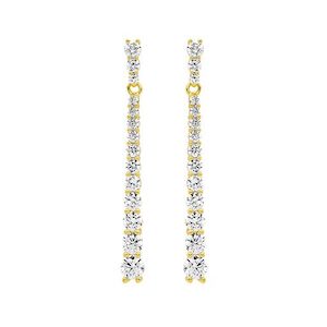 STG SILVER ROUND GRADUAL WHITE CZ DROP EARRINGS YELLOW GOLD PLATED