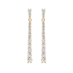 STG SILVER ROUND GRADUAL WHITE CZ DROP EARRINGS ROSE GOLD PLATED